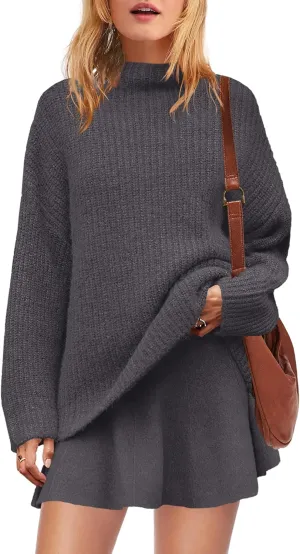 SENSERISE Womens Sweater Skirt Set 2 Piece Outfits Matching Lounge Sets Turtleneck Knit Tops Mini Dress
