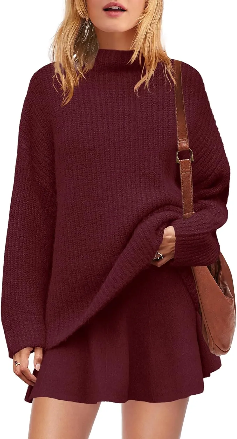 SENSERISE Womens Sweater Skirt Set 2 Piece Outfits Matching Lounge Sets Turtleneck Knit Tops Mini Dress