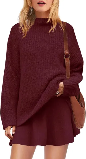 SENSERISE Womens Sweater Skirt Set 2 Piece Outfits Matching Lounge Sets Turtleneck Knit Tops Mini Dress