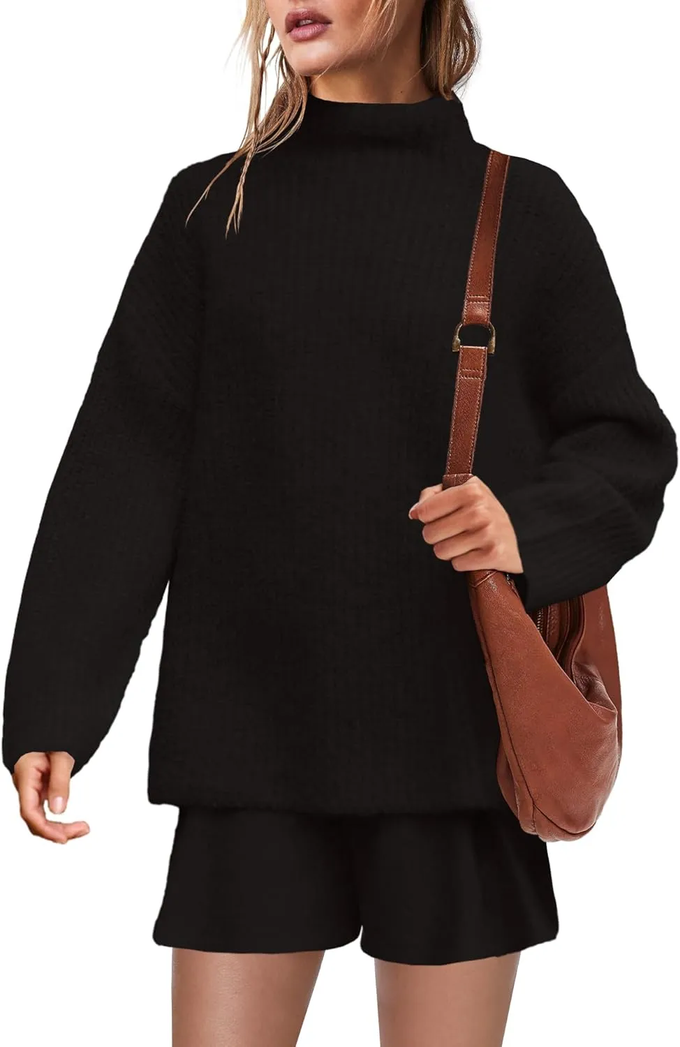 SENSERISE Womens Sweater Skirt Set 2 Piece Outfits Matching Lounge Sets Turtleneck Knit Tops Mini Dress