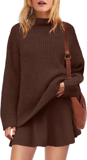 SENSERISE Womens Sweater Skirt Set 2 Piece Outfits Matching Lounge Sets Turtleneck Knit Tops Mini Dress