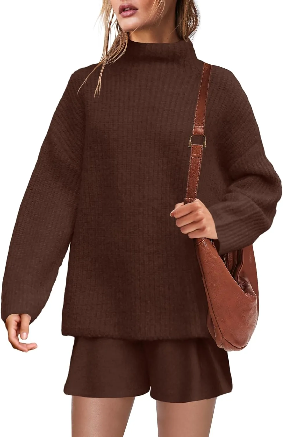 SENSERISE Womens Sweater Skirt Set 2 Piece Outfits Matching Lounge Sets Turtleneck Knit Tops Mini Dress