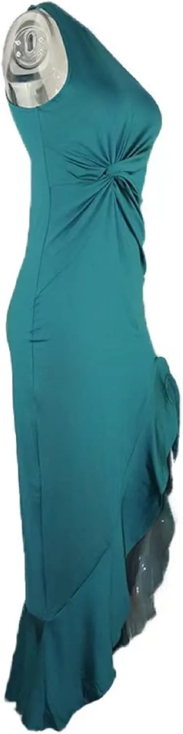 SIRANICOUTURE Women's V Neck Sleeveless Backless Side Split Party Midi Dress Bodycon Wrap Evening Gowns