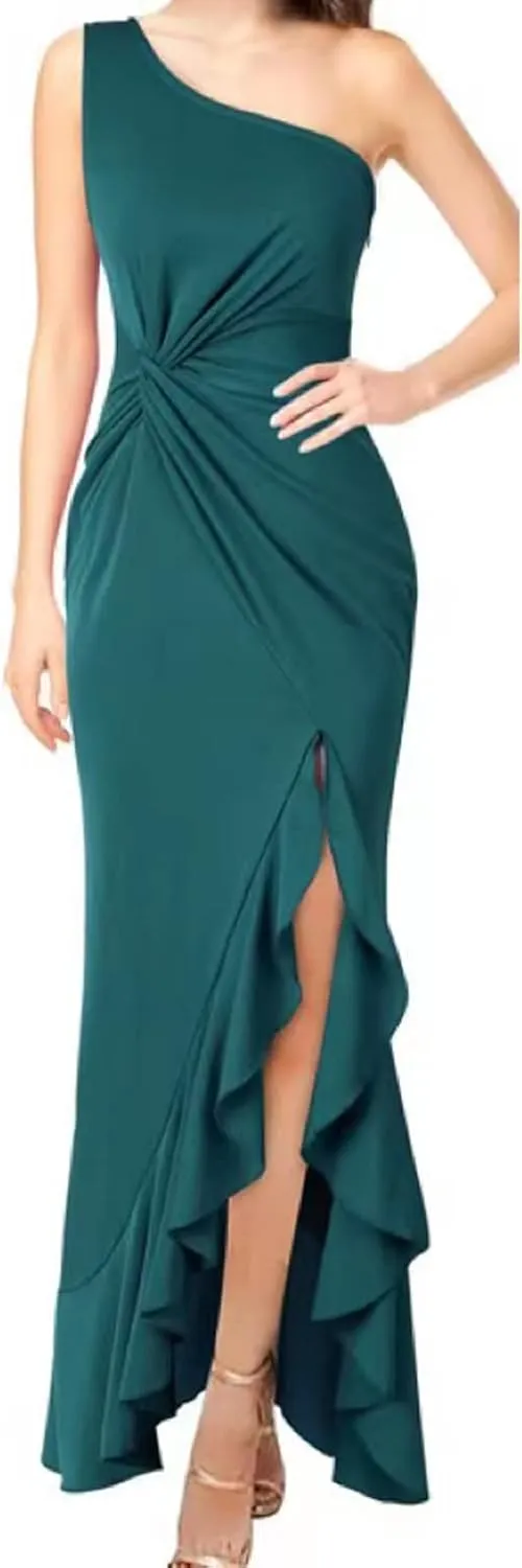 SIRANICOUTURE Women's V Neck Sleeveless Backless Side Split Party Midi Dress Bodycon Wrap Evening Gowns