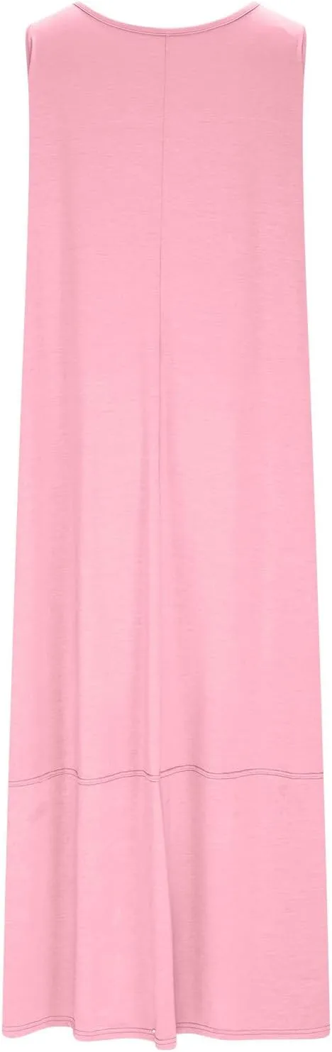 Sleeveless Maxi Dress for Women Casual Summer Dress with Pockets Relaxed Fit Shift Bump Friendly