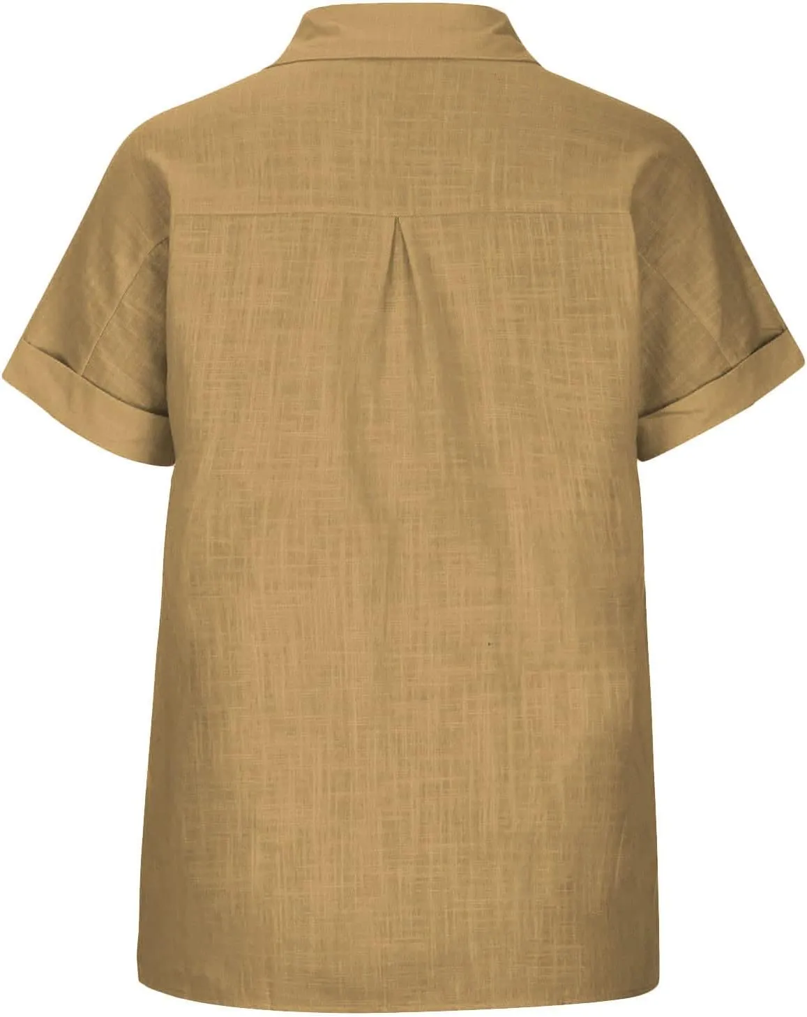 SMIDOW Shirts for Women Trendy Summer 2023 Button Down Linen Tops Plus Size Short Sleeve Collared t-Shirt Work Casual Blouse