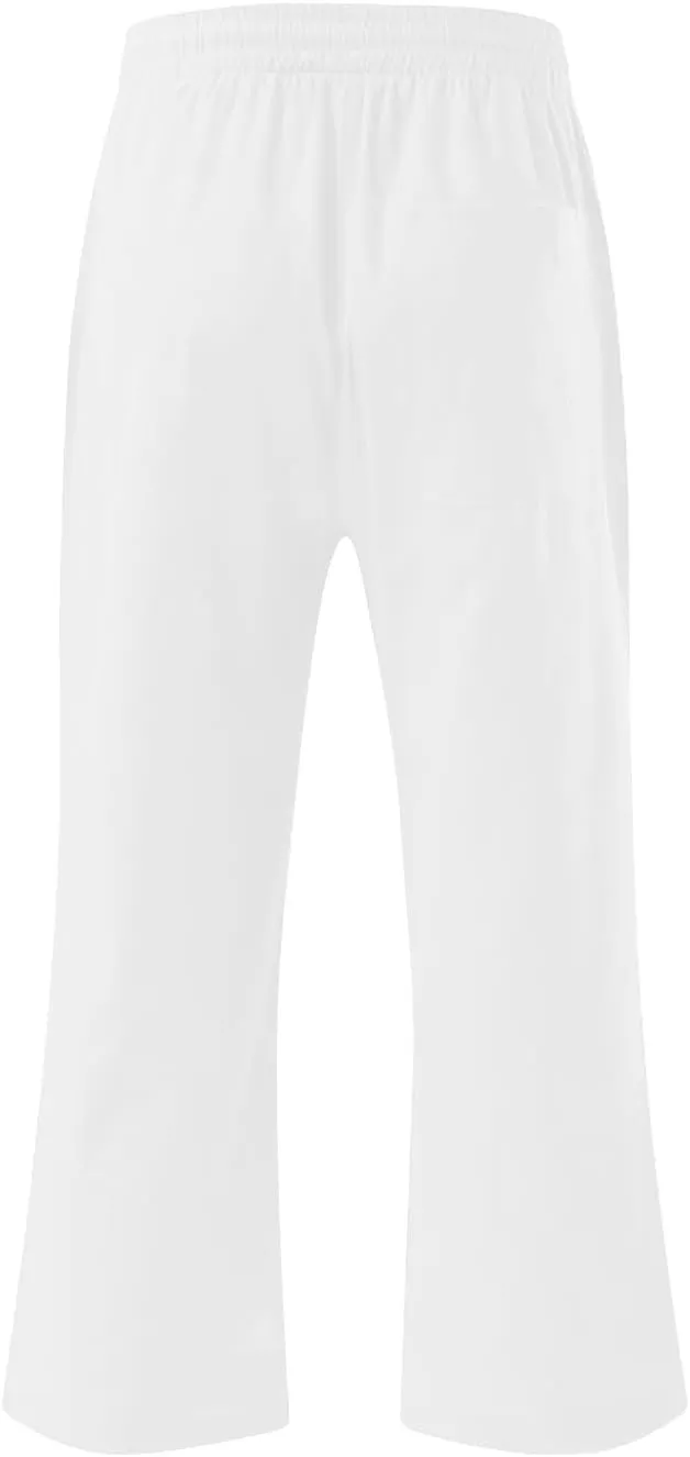 Solid Colour Elastic Waist Pants for Men Light Jogger Pants Casual Beach Pants Capri Pants Linen Relaxed Pants