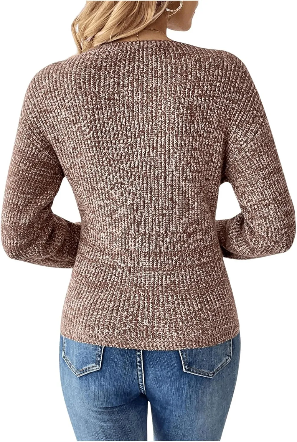 SOLY HUX Women's V Neck Long Sleeve Off Shoulder Sweaters Criss Cross Wrap Ruched Pullover Fall Tops