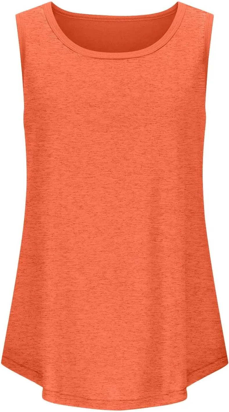 Summer Tank Top for Women Sleeveless Cotton Tee Shirts Loose Crew Neck Casual Shirt Oversized Workout Tank Top 2025