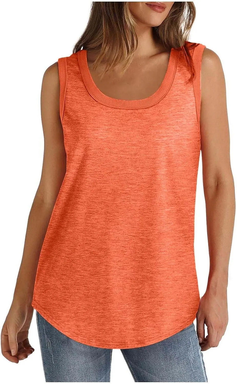 Summer Tank Top for Women Sleeveless Cotton Tee Shirts Loose Crew Neck Casual Shirt Oversized Workout Tank Top 2025