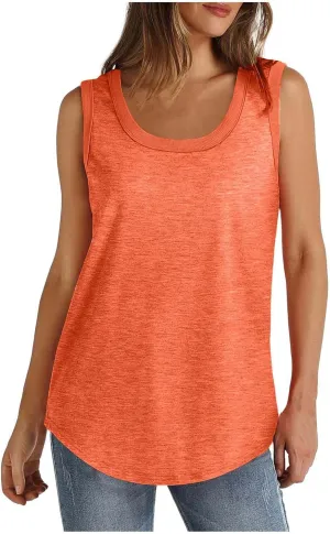 Summer Tank Top for Women Sleeveless Cotton Tee Shirts Loose Crew Neck Casual Shirt Oversized Workout Tank Top 2025