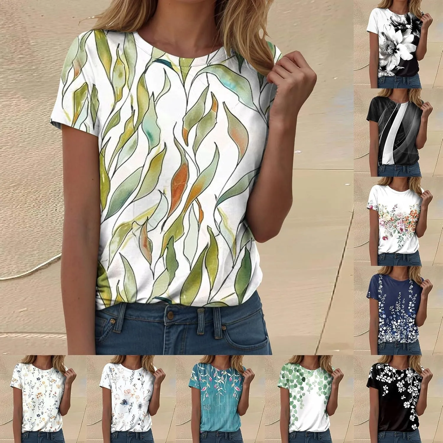 Summer Tops for Women 2025 Trendy Short Sleeve Crew Neck Tee Shirts Dressy Casual Blouses Beach Vacation