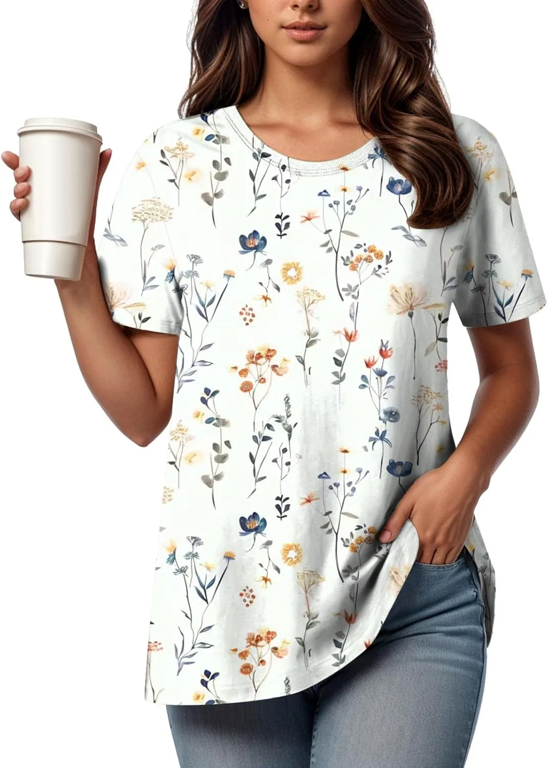 Summer Tops for Women 2025 Trendy Short Sleeve Crew Neck Tee Shirts Dressy Casual Blouses Beach Vacation