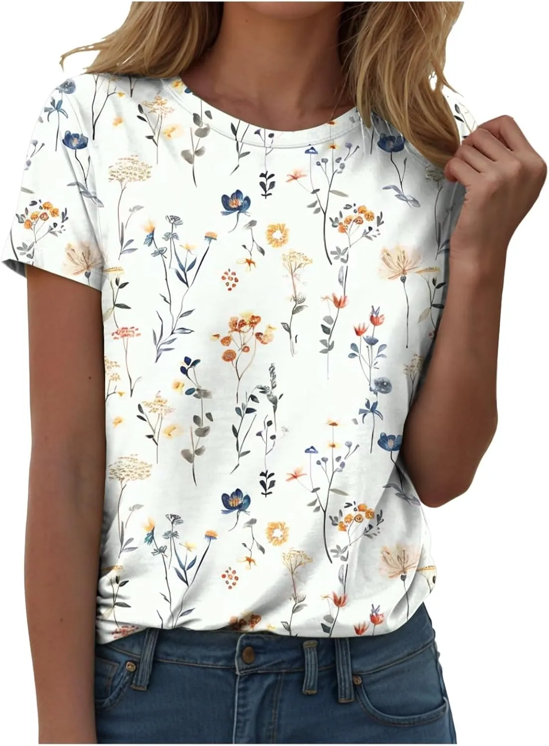 Summer Tops for Women 2025 Trendy Short Sleeve Crew Neck Tee Shirts Dressy Casual Blouses Beach Vacation
