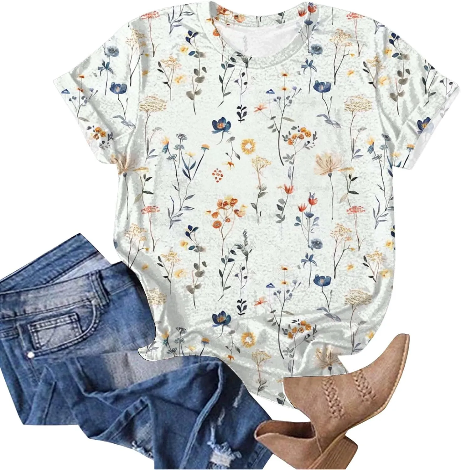 Summer Tops for Women 2025 Trendy Short Sleeve Crew Neck Tee Shirts Dressy Casual Blouses Beach Vacation