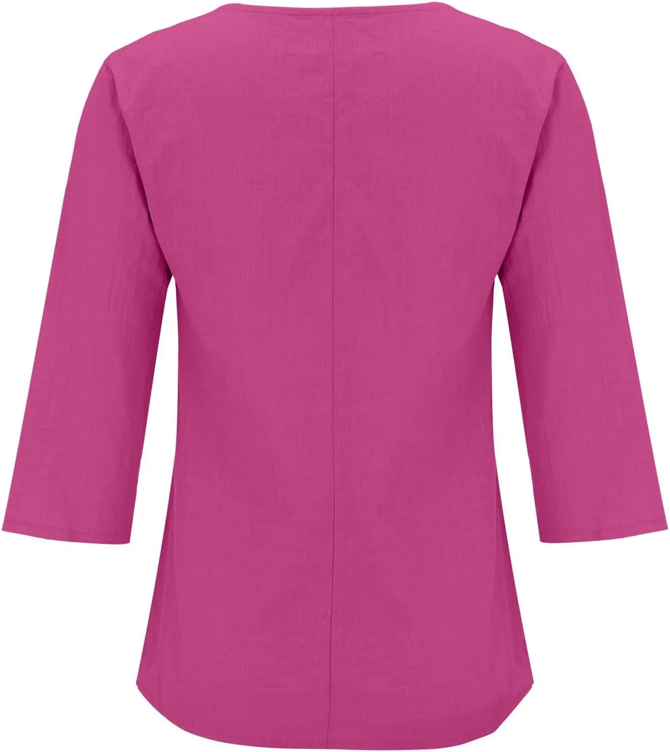 Summer Tops for Women 2025 Trendy Vacation 3/4 Sleeve Henley Shirts Cotton Linen Button V Neck T Shirt Casual Tees