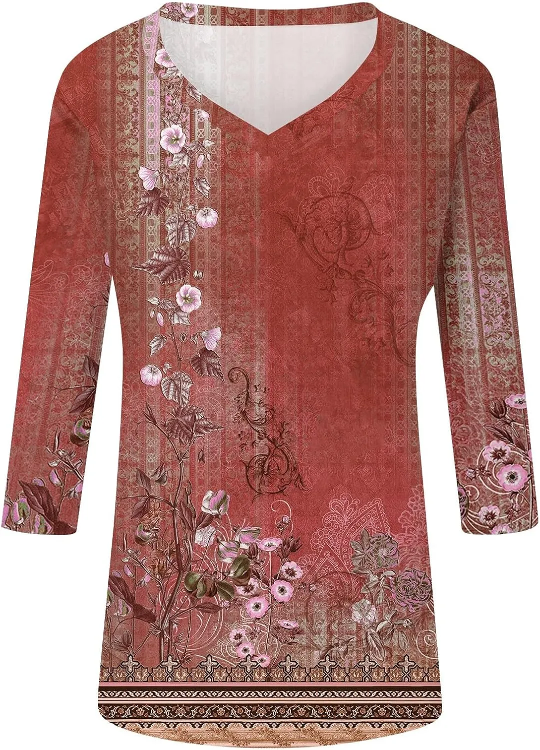 Summer Tops For Women 3/4 Sleeves V Neck Short Sleeve Plus Size Button-Down Shirts Dressy Casual Tunic Workout Blouse