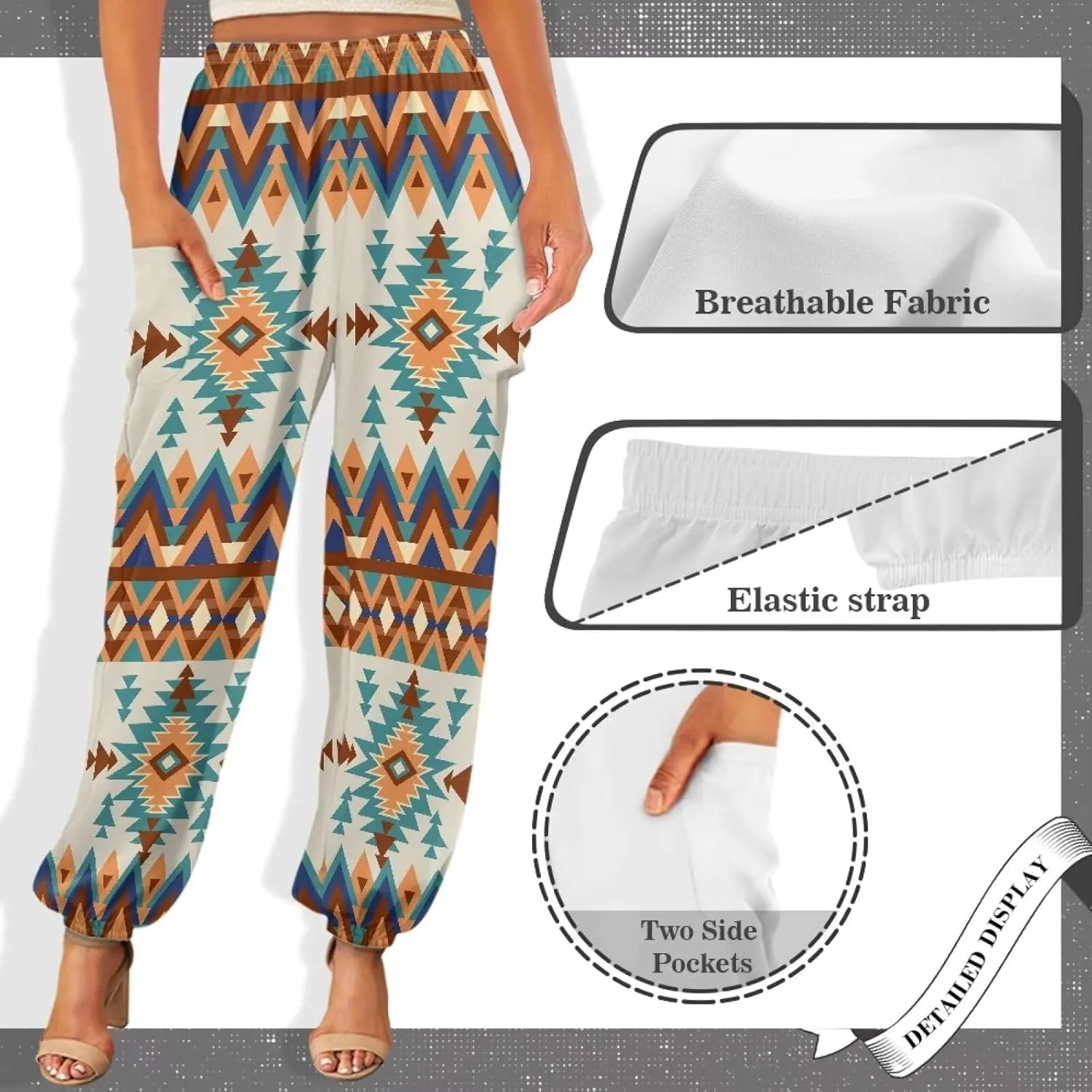 Suobstales Women's Harem Pants Thai Pants for Beach & Lounge High Waisted Flowy Boho Pants Genie Pants Yoga Pants Trousers