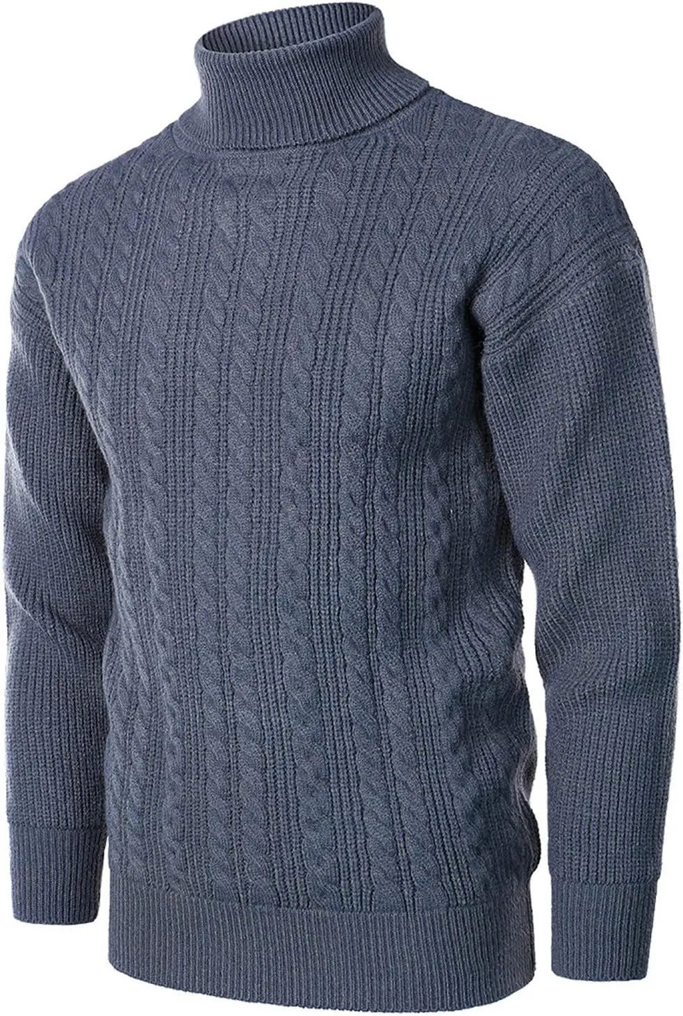 Sweaters for Men Men's Solid Turtleneck Sweaters Long Sleeve Slim Fit Ribbed Knit Wool Thermal Pullover Sweatshirts