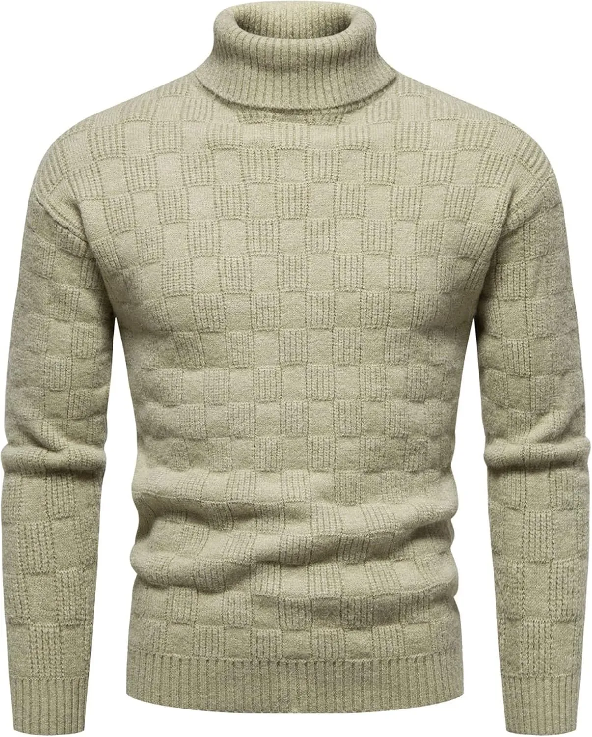 Sweaters for Men Men's Solid Turtleneck Sweaters Long Sleeve Slim Ribbed Knit Wool Thermal Pullover Sweater Cardigan