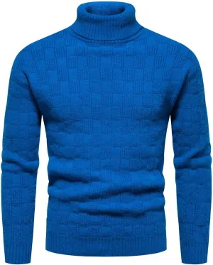 Sweaters for Men Men's Solid Turtleneck Sweaters Long Sleeve Slim Ribbed Knit Wool Thermal Pullover Sweater Cardigan