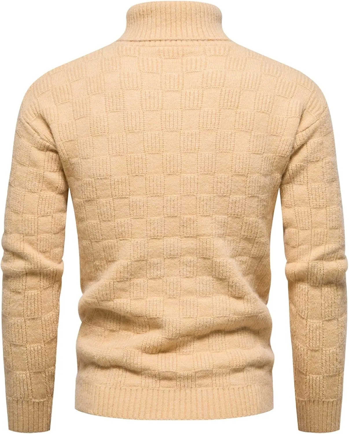Sweaters for Men Men's Solid Turtleneck Sweaters Long Sleeve Slim Ribbed Knit Wool Thermal Pullover Sweater Cardigan