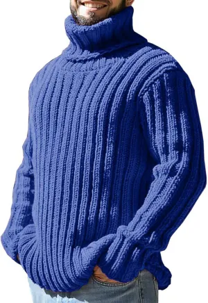 Sweaters for Men Men's Sweaters Turtleneck Cable Knitted Pullover Long Sleeve Chunky Casual Fall Winter Warm Cardigans
