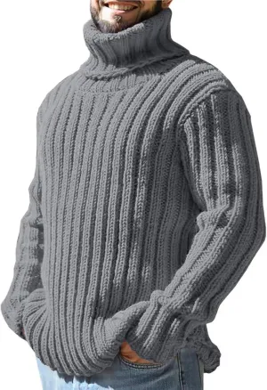 Sweaters for Men Men's Sweaters Turtleneck Cable Knitted Pullover Long Sleeve Chunky Casual Fall Winter Warm Cardigans