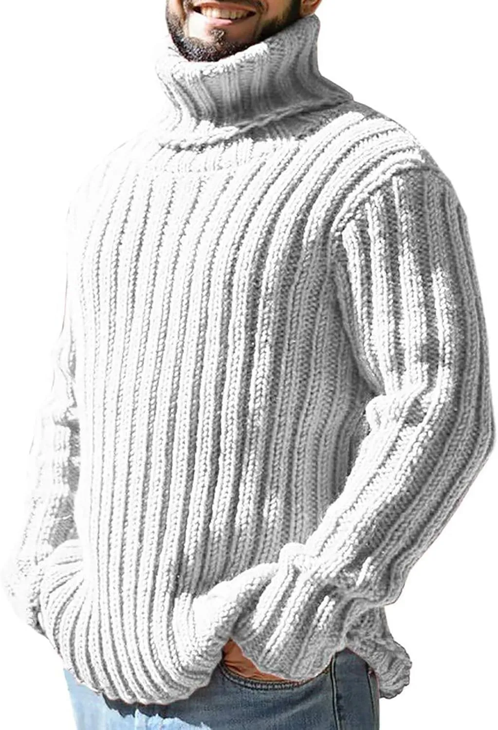 Sweaters for Men Men's Sweaters Turtleneck Cable Knitted Pullover Long Sleeve Chunky Casual Fall Winter Warm Cardigans