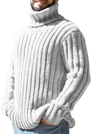Sweaters for Men Men's Sweaters Turtleneck Cable Knitted Pullover Long Sleeve Chunky Casual Fall Winter Warm Cardigans