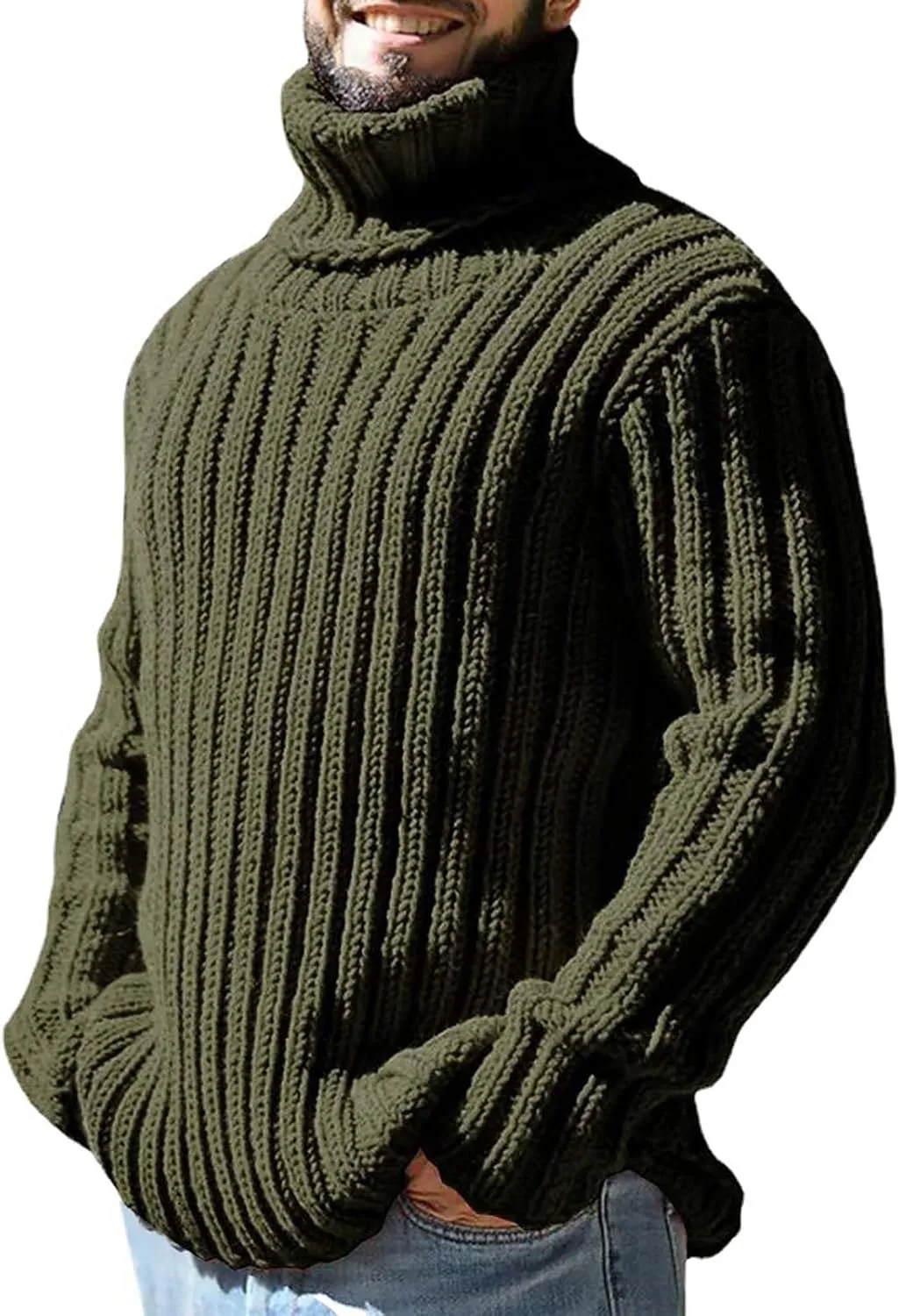 Sweaters for Men Men's Sweaters Turtleneck Cable Knitted Pullover Long Sleeve Chunky Casual Fall Winter Warm Cardigans