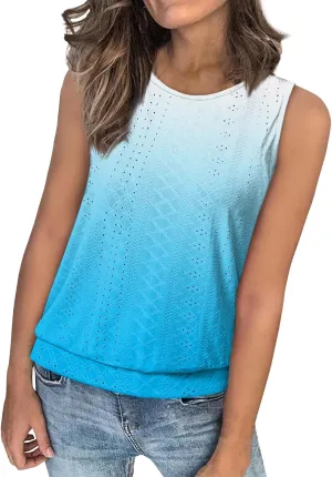 Tank Top for Women 2025 Summer Pleated Sleeveless Crewneck T Shirts Dressy Casual Beach Clothes Trendy Outfits