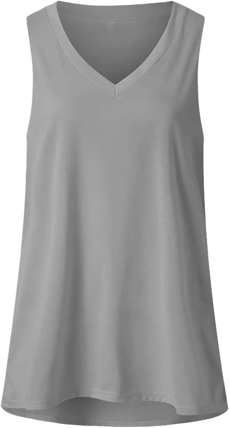 Tank Top for Women Plus Size V Neck Sleeveless Clothes Casual 2025 Casual Summer Holiday Beach Going Out Shirts