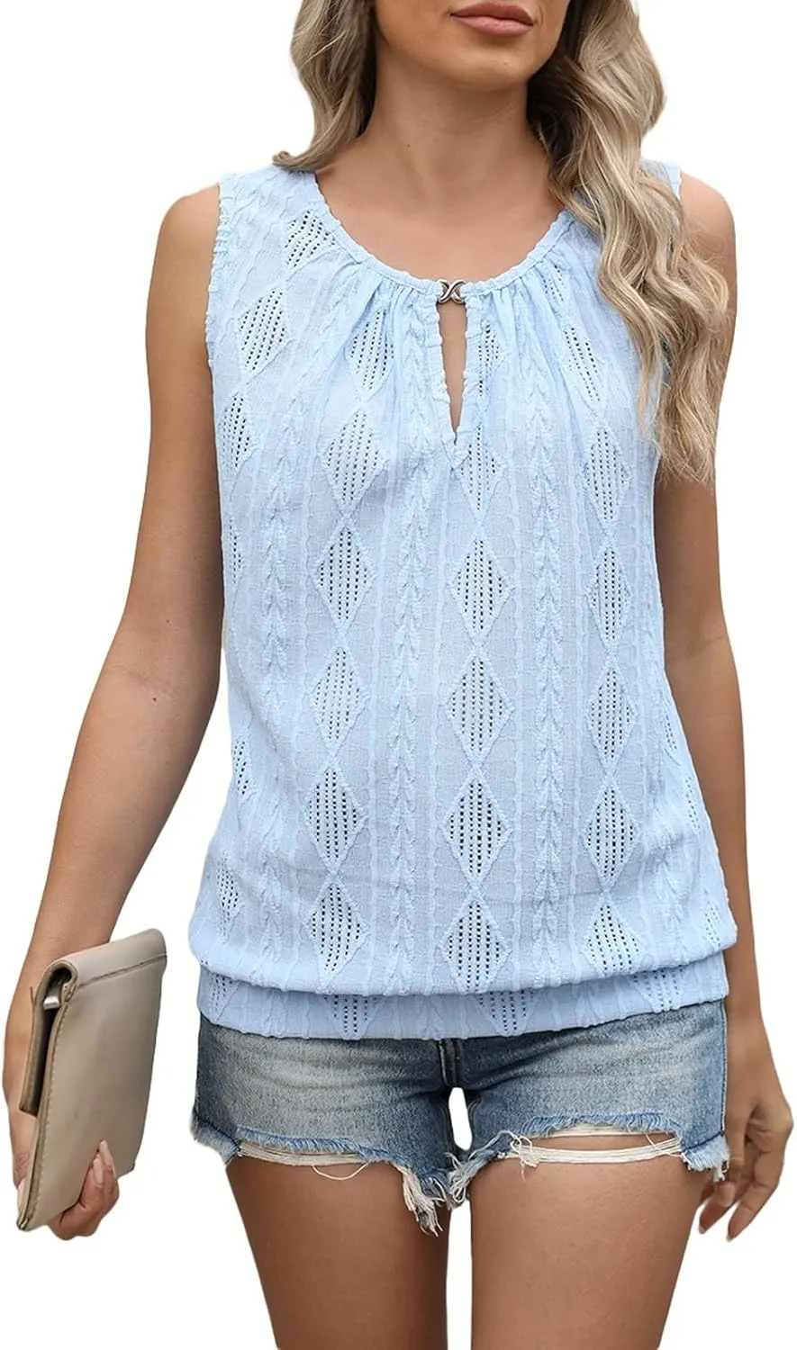 Tank Tops for Women 2025 Basic Trendy Spring Summer V Neck Sleeveless Shirts Casual Loose Vacation Outfits