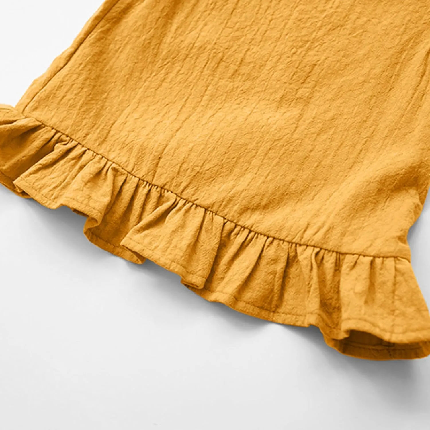 Toddler Girls Ruffle Tank Tops Summer Casual Linen Shirts Cute Cap Sleeve Blouse Tops for Baby Girl