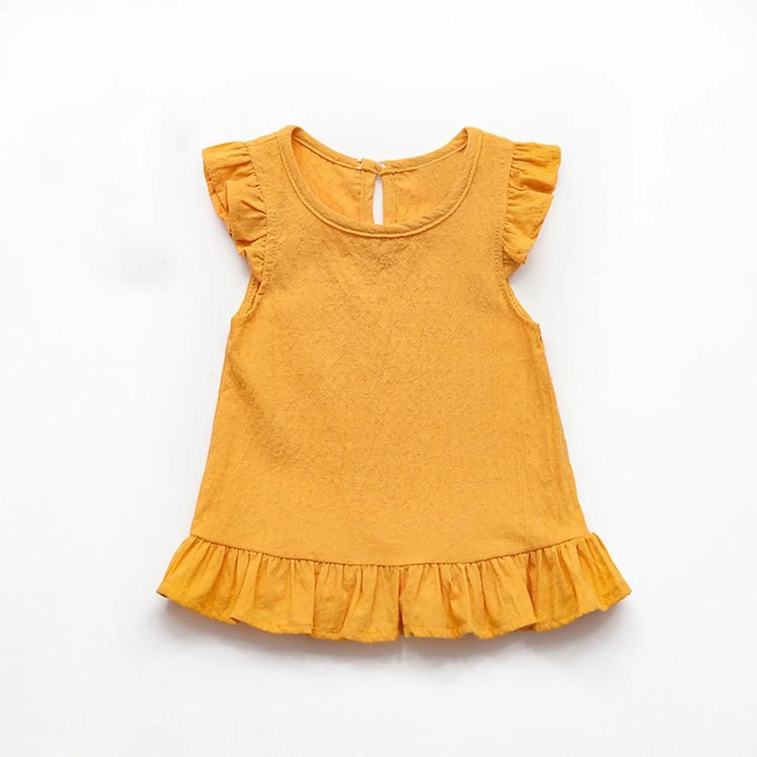 Toddler Girls Ruffle Tank Tops Summer Casual Linen Shirts Cute Cap Sleeve Blouse Tops for Baby Girl