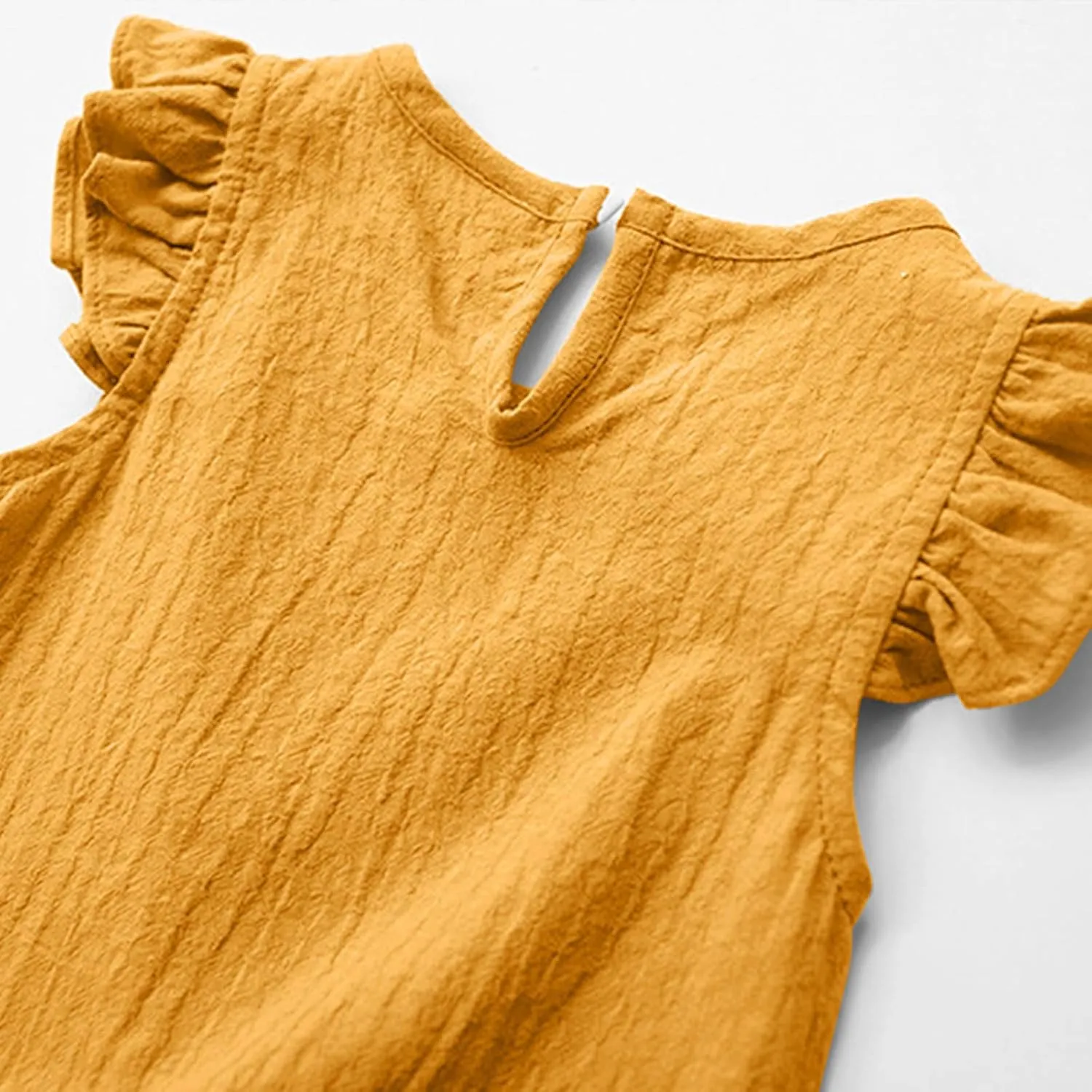Toddler Girls Ruffle Tank Tops Summer Casual Linen Shirts Cute Cap Sleeve Blouse Tops for Baby Girl