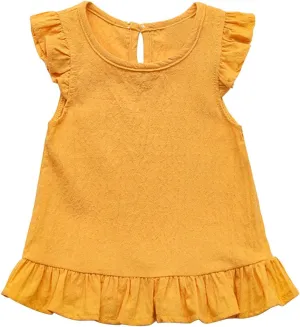 Toddler Girls Ruffle Tank Tops Summer Casual Linen Shirts Cute Cap Sleeve Blouse Tops for Baby Girl