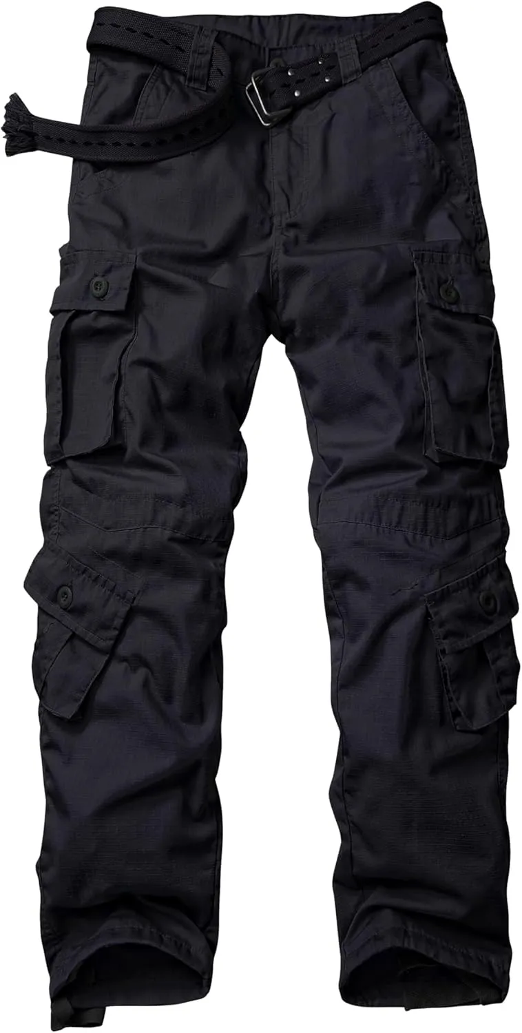 TRGPSG Men's Hiking Pants, Outdoor Ripstop Wild Cargo Pants, Multi-Pocket Army Camo Pants, Lightweight Casual Pants
