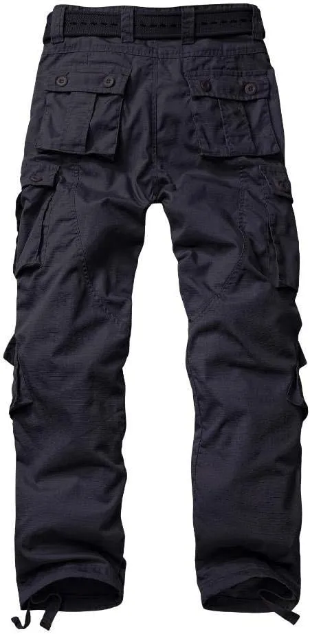 TRGPSG Men's Hiking Pants, Outdoor Ripstop Wild Cargo Pants, Multi-Pocket Army Camo Pants, Lightweight Casual Pants