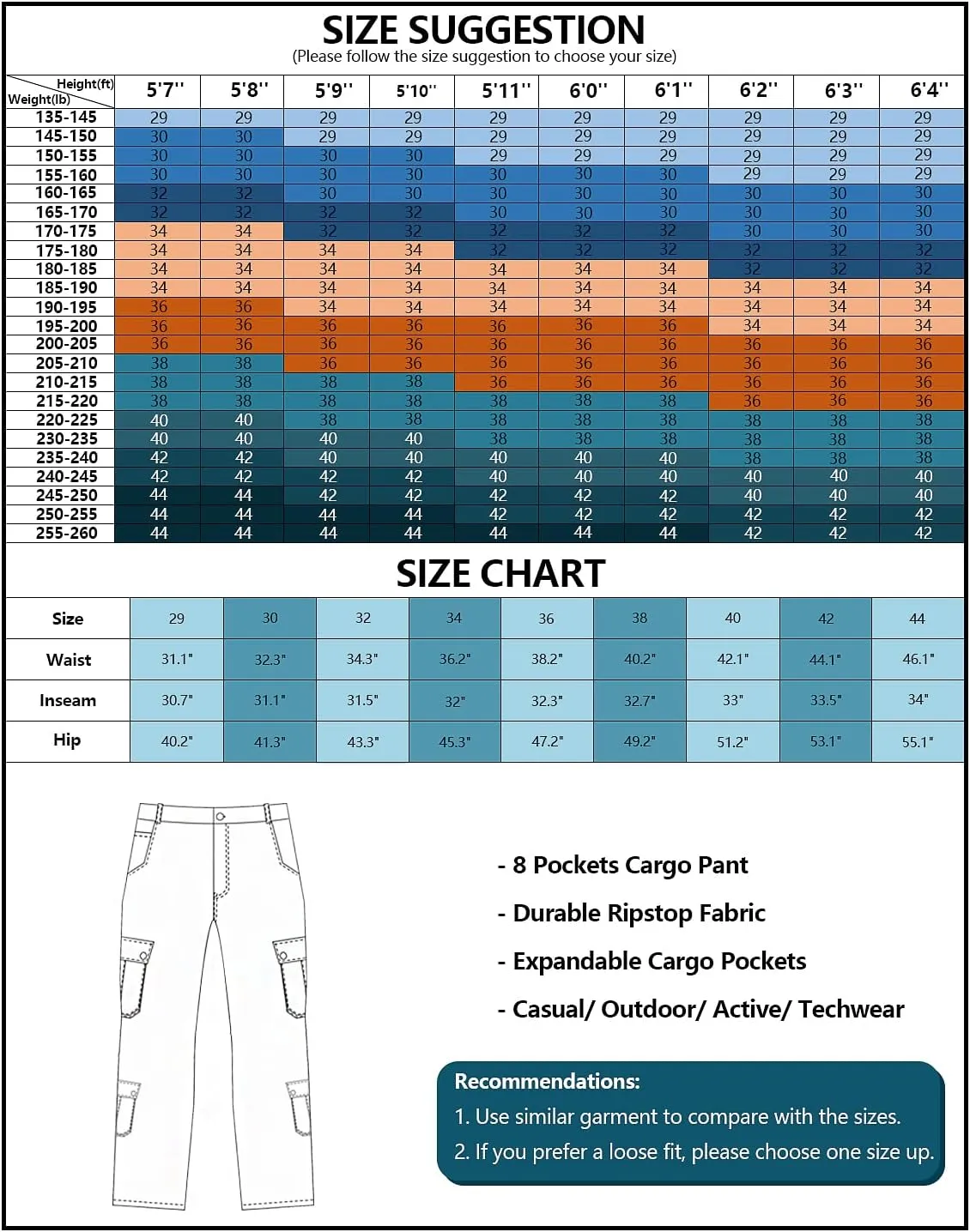 TRGPSG Men's Hiking Pants, Outdoor Ripstop Wild Cargo Pants, Multi-Pocket Army Camo Pants, Lightweight Casual Pants