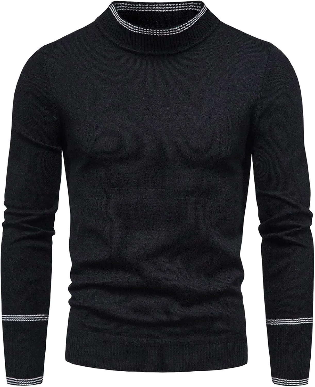 Turtleneck Men Men's Solid Basic Ribbed Slim Fit Knitted Pullover Turtleneck Sweaters Long Sleeve Thermal Baselayers