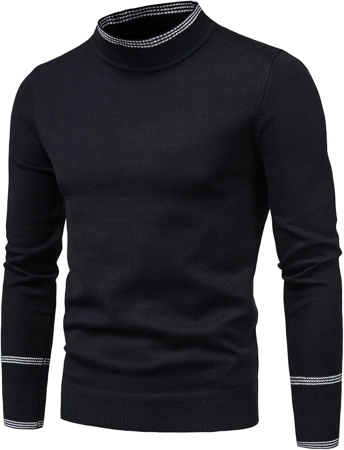 Turtleneck Men Men's Solid Basic Ribbed Slim Fit Knitted Pullover Turtleneck Sweaters Long Sleeve Thermal Baselayers