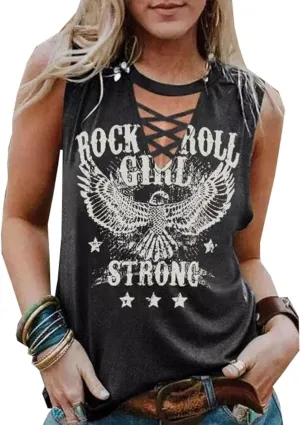 Wasted On You Steer Skull Criss-Cross Hollow Out Tank Tops Women Western Cowboy Rodeo Shirt Tops Country Music Tank Tops