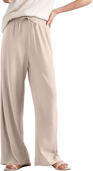 Wide Leg Lounge Pants Women High Waisted Pants Loose Straight Leg Pants Pull on Track Pants Drawstring Casual Pants