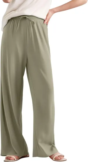 Wide Leg Lounge Pants Women High Waisted Pants Loose Straight Leg Pants Pull on Track Pants Drawstring Casual Pants