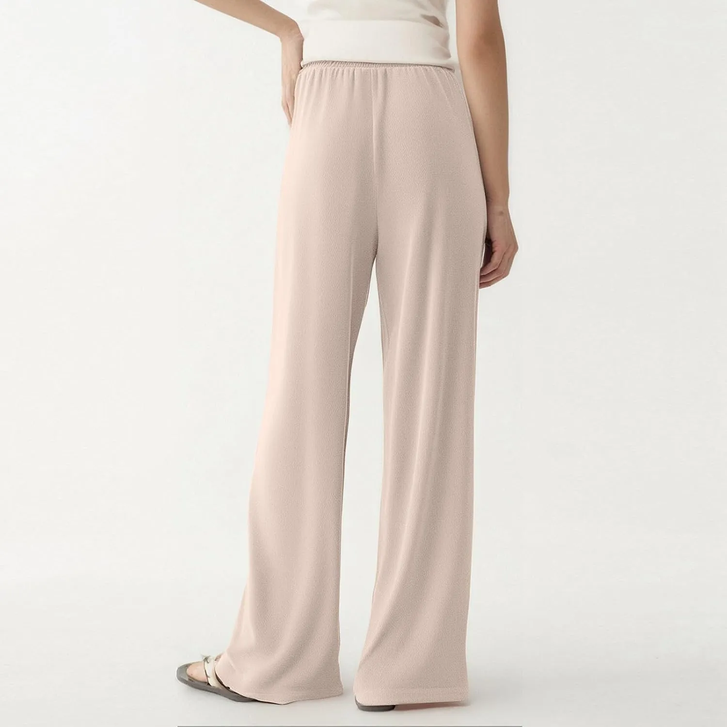 Wide Leg Lounge Pants Women High Waisted Pants Loose Straight Leg Pants Pull on Track Pants Drawstring Casual Pants