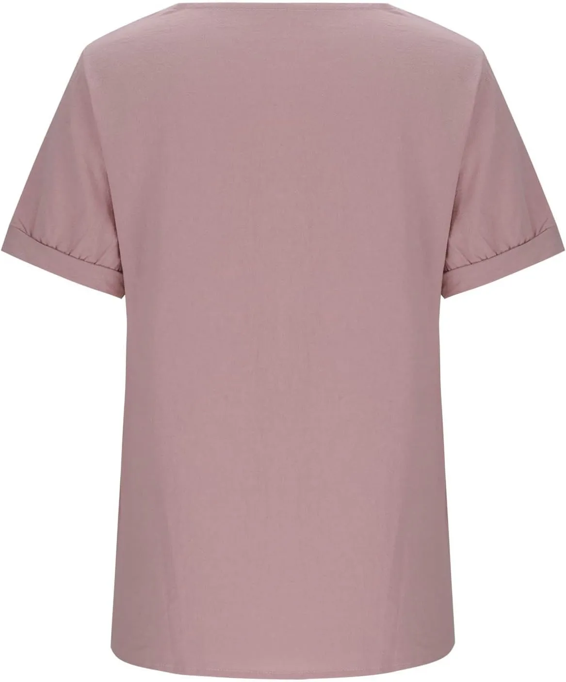 Women Linen Tops Short Sleeve Round Neck Gauze Shirt Casual Summer Vintage Loose Button Comfy Tshirt Cotton Blouse