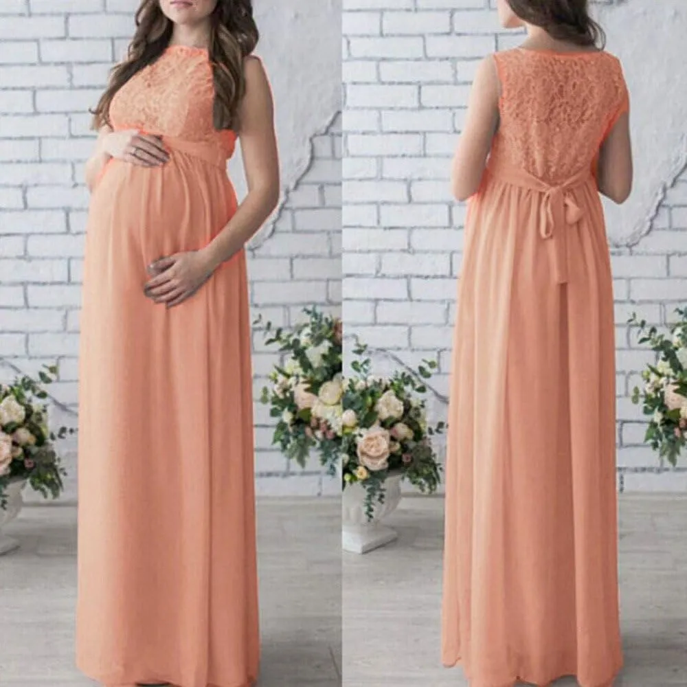 Women Maternity Photography Props Long Maxi Dress Pregnancy Evening Party Gown for Baby Shower Photo Shoot