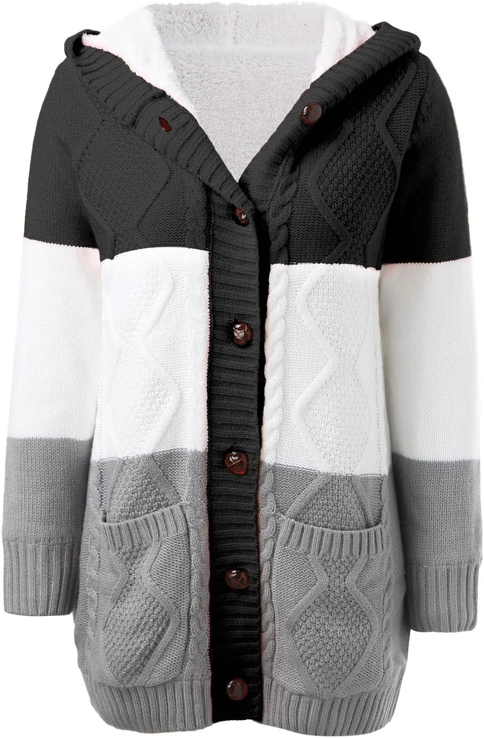 Women Mid Long Cardigan Sweaters Lightweight Loose Lantern Sleeve Chunky Knit Cable Slouchy Oversized Wrap Sweater Coats